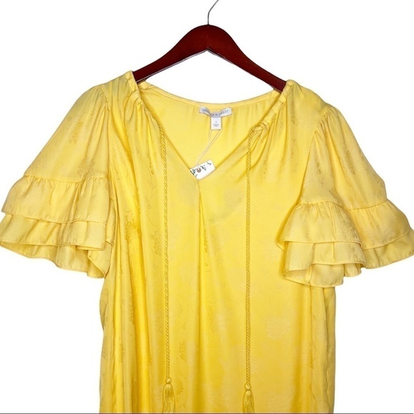 CHELSEA & VIOLET NWT Ruffle Sleeve Boho Peasant Dress Size Small in Maize Yellow - Picture 5 of 14